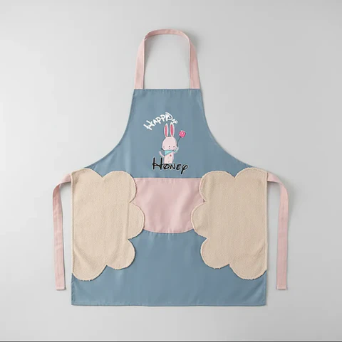 Delantal de cocina con diseño conejito y bolsillo