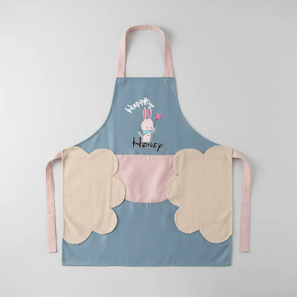 Delantal de cocina con diseño conejito y bolsillo 2