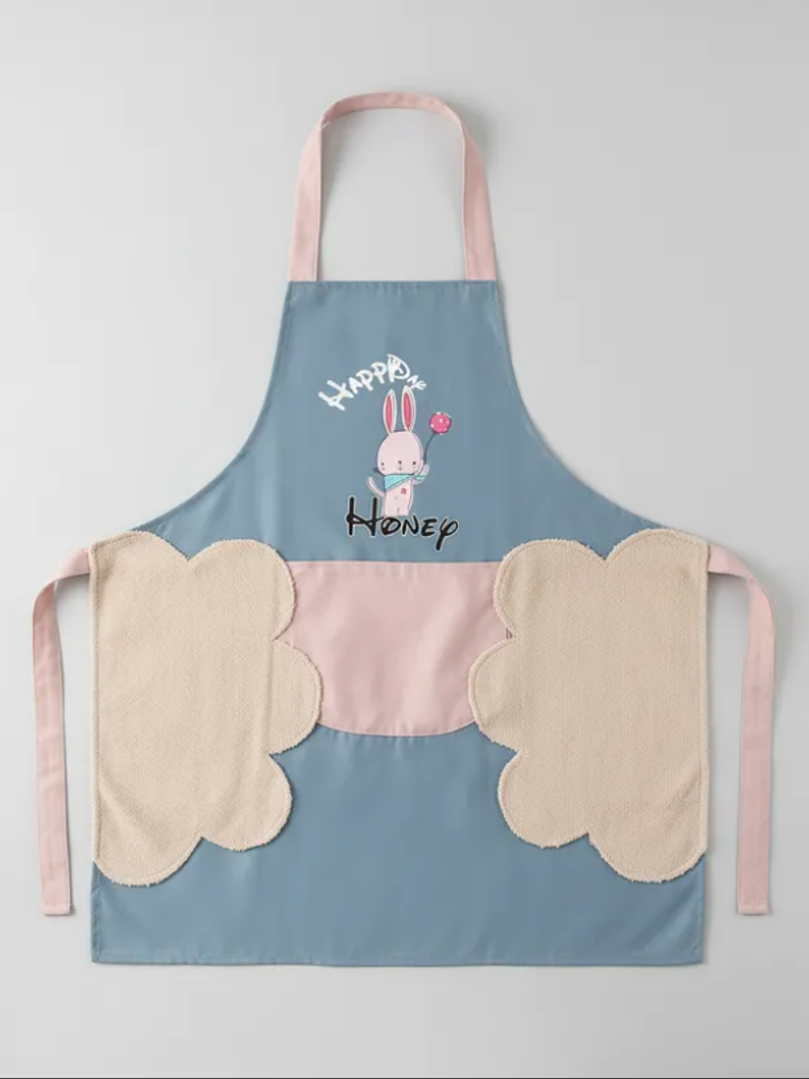 Delantal de cocina con diseño conejito y bolsillo 2