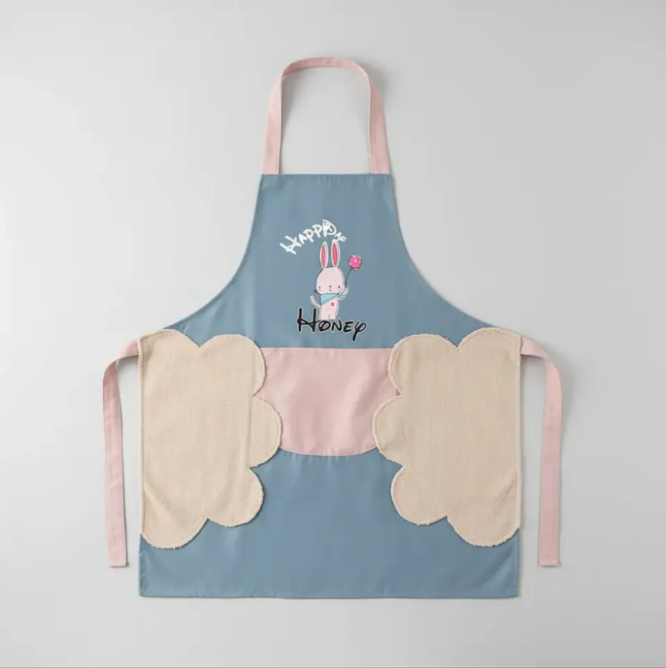 Delantal de cocina con diseño conejito y bolsillo 2
