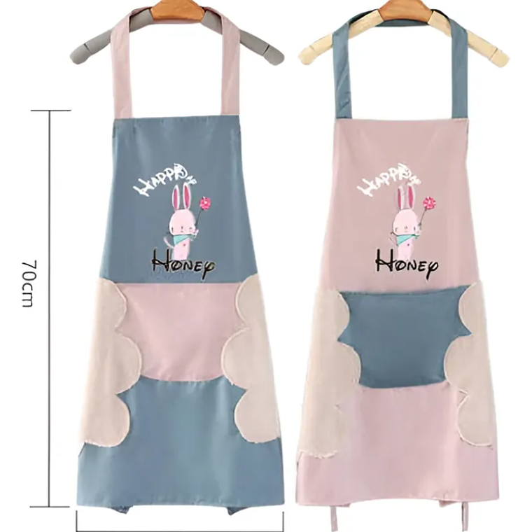 Delantal de cocina con diseño conejito y bolsillo 3