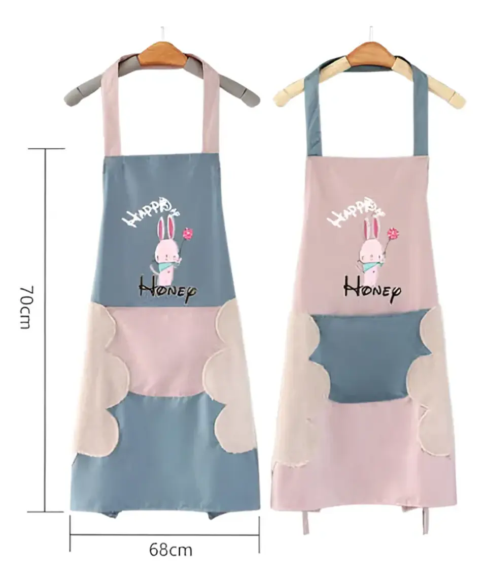 Delantal de cocina con diseño conejito y bolsillo 3