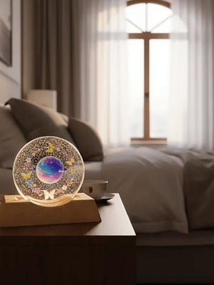 Esfera de cristal led de planeta y mariposas 