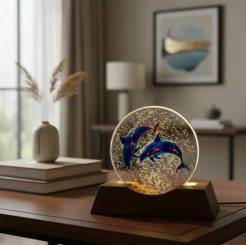 Esfera de cristal led de delfin