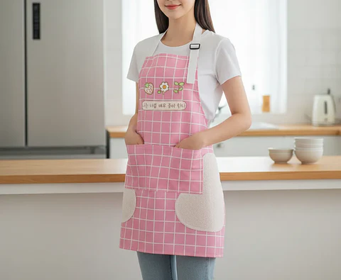 Delantal de cocina con diseño coreano y seca manos