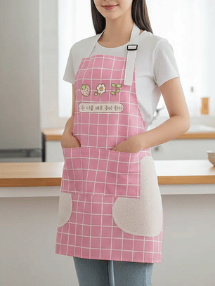 Delantal de cocina con diseño coreano y seca manos
