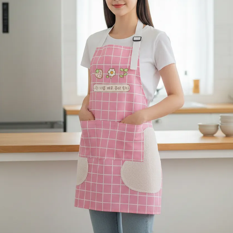 Delantal de cocina con diseño coreano y seca manos 1