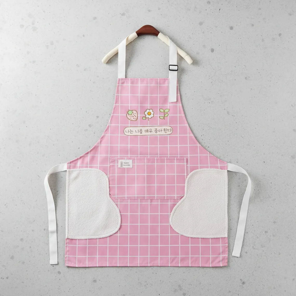 Delantal de cocina con diseño coreano y seca manos 3