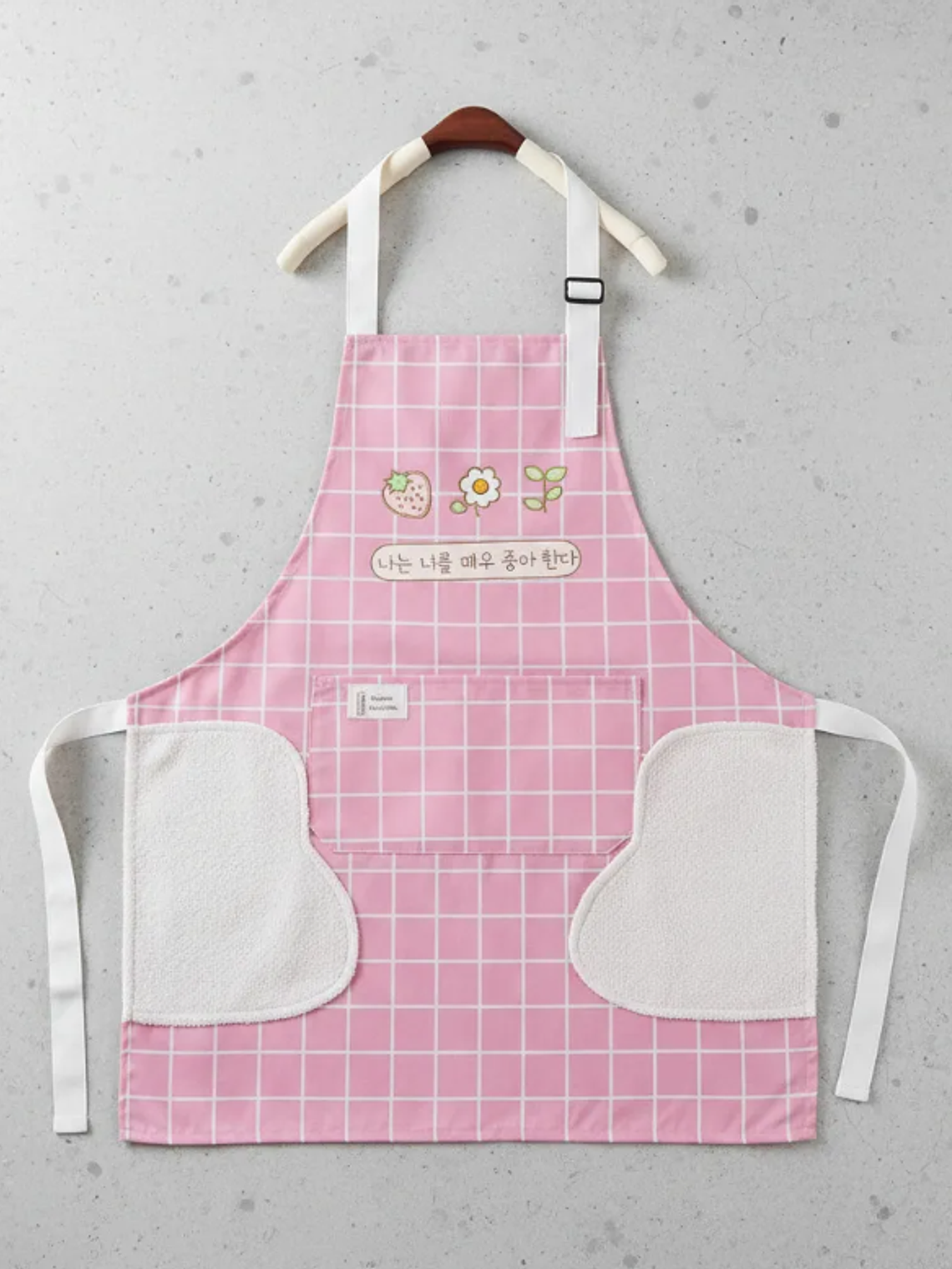 Delantal de cocina con diseño coreano y seca manos 3