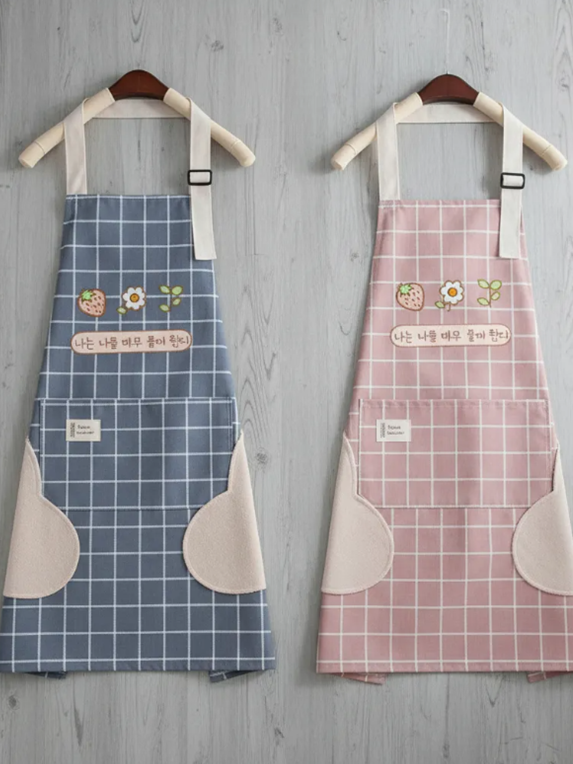 Delantal de cocina con diseño coreano y seca manos 5