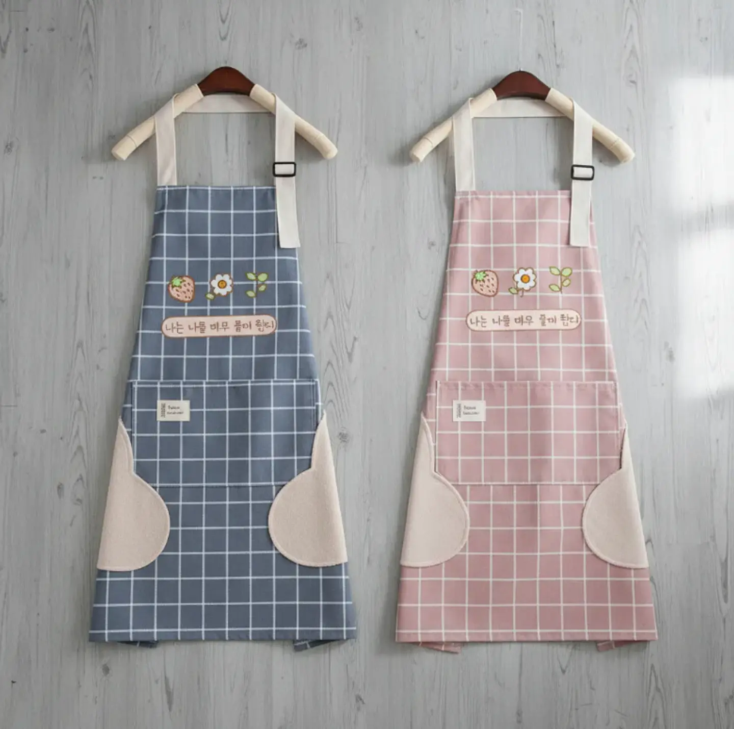 Delantal de cocina con diseño coreano y seca manos 5