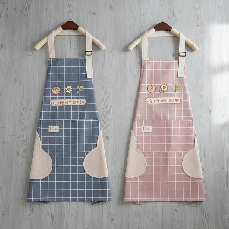 Delantal de cocina con diseño coreano y seca manos 5