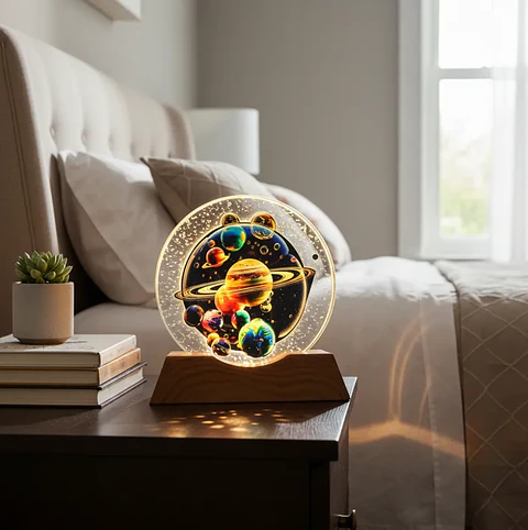 Esfera de cristal led de planetas  