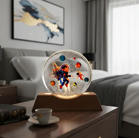 Esfera de cristal led de astronauta 