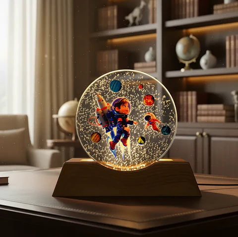 Esfera de cristal led de astronauta 