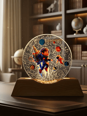 Esfera de cristal led de astronauta 