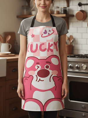 Delantal de cocina diseño oso rosa Lucky kawaii impermeable