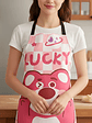 Delantal de cocina diseño oso rosa Lucky kawaii impermeable - Miniatura 4
