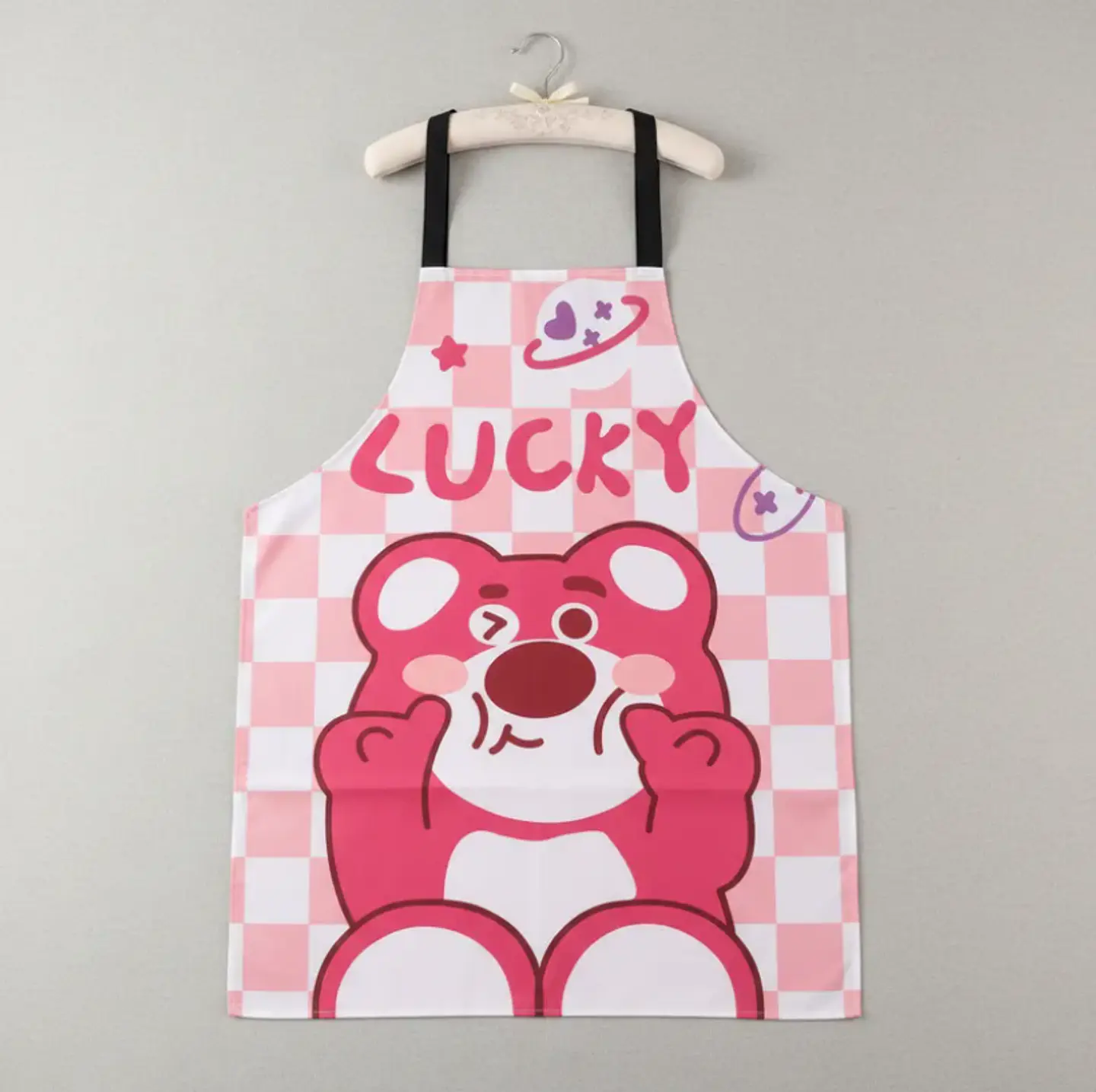 Delantal de cocina diseño oso rosa Lucky kawaii impermeable 7