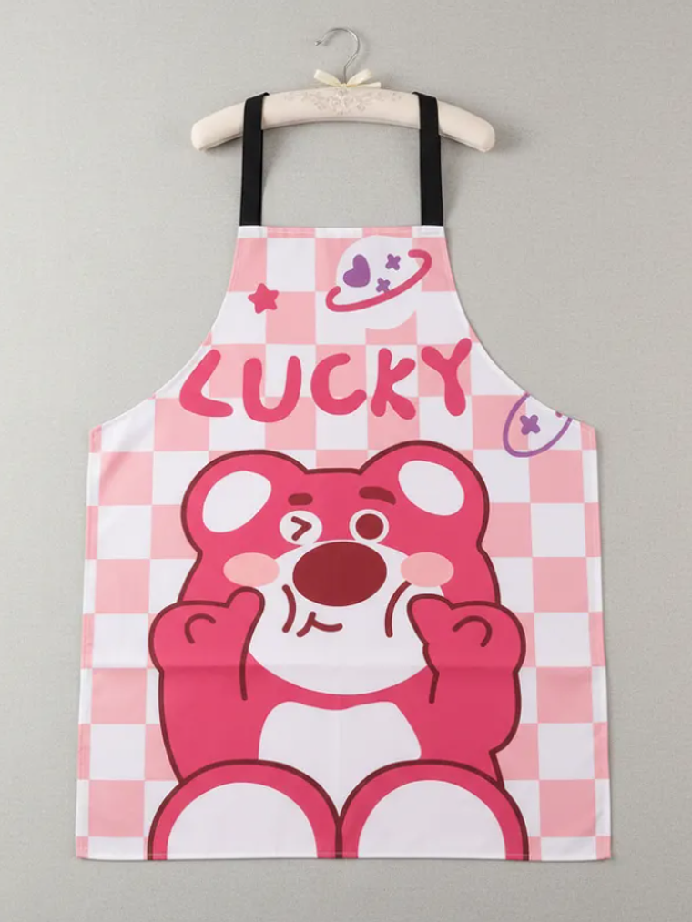Delantal de cocina diseño oso rosa Lucky kawaii impermeable 7
