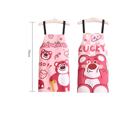 Delantal de cocina diseño oso rosa Lucky kawaii impermeable