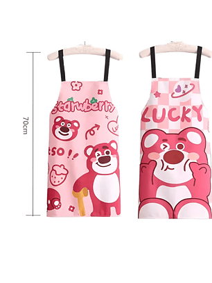 Delantal de cocina diseño oso rosa Lucky kawaii impermeable