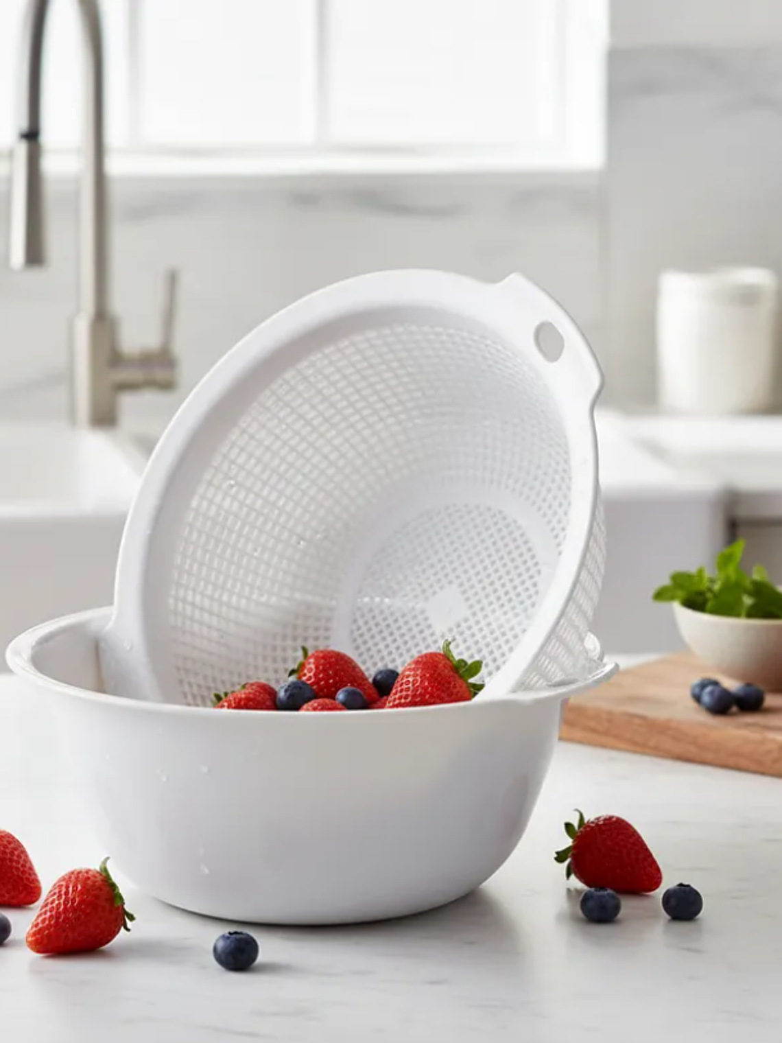 Bowl Con Colador Escurridor Plástico Para Lavar Frutas  5