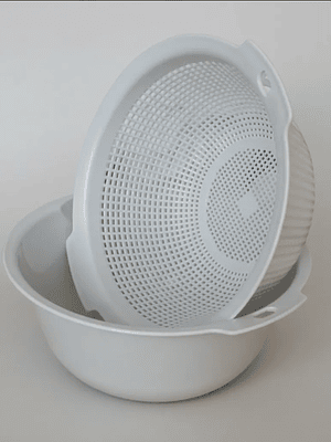 Set Bowl y Colador Escurridor Plástico 23.5 cm