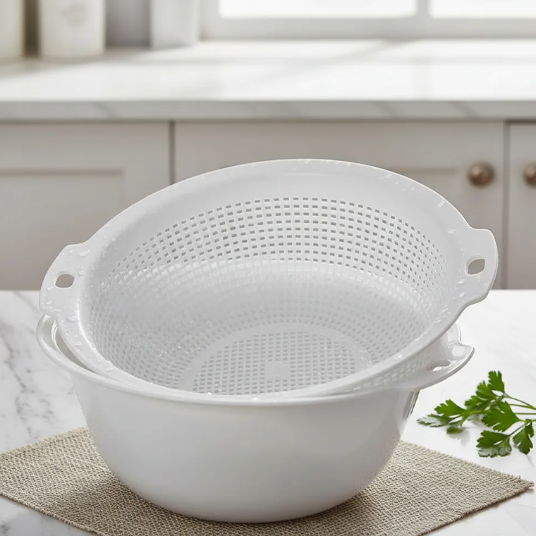 Set Bowl y Colador Escurridor Plástico 23.5 cm 6