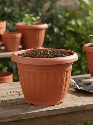 Macetero Plástico Redondo Terracota 25.5cm
