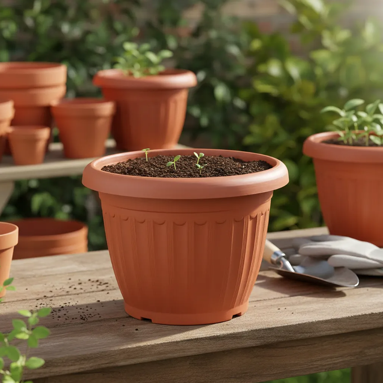 Macetero Plástico Redondo Terracota 25.5cm 1