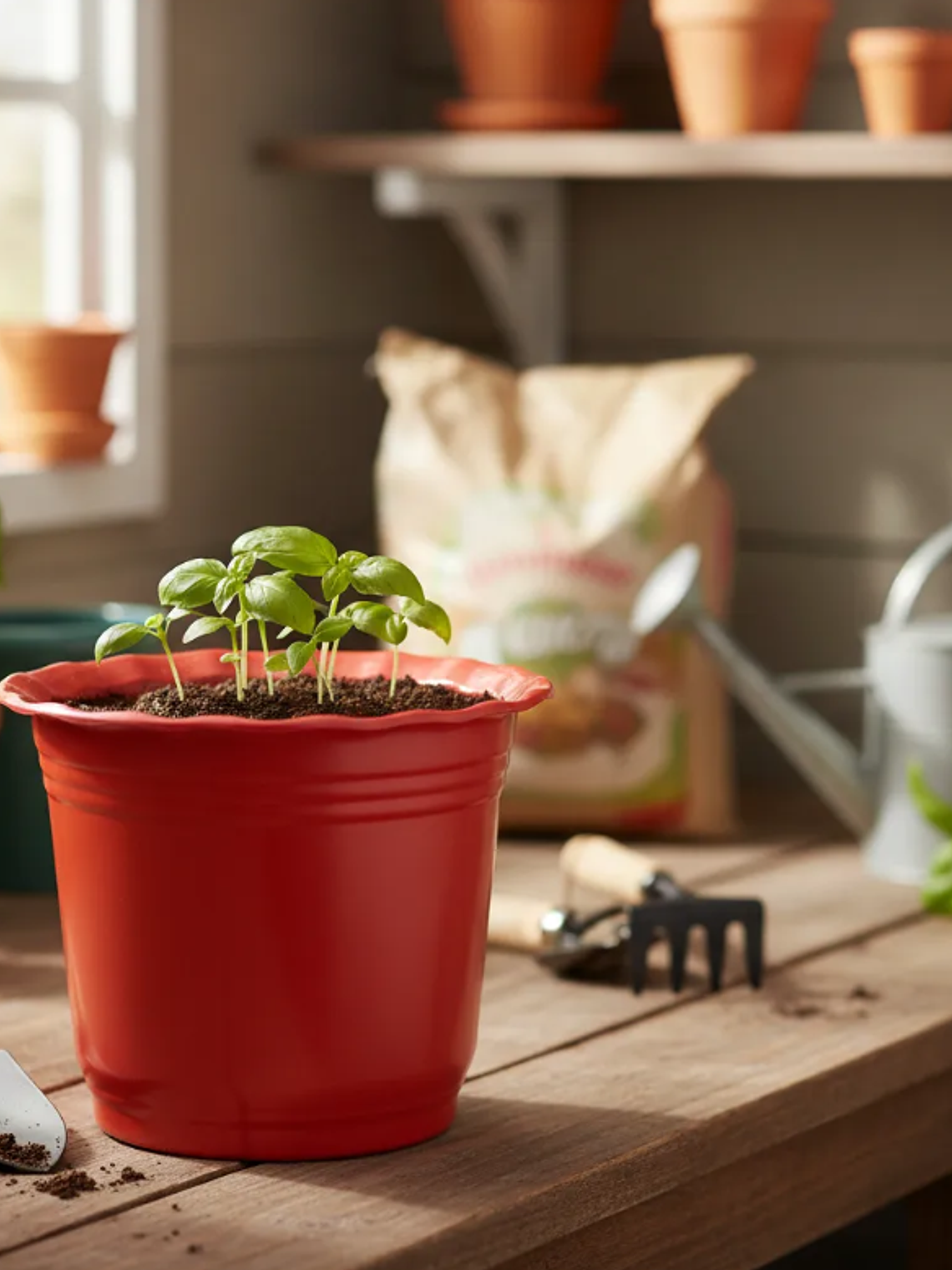 Macetero Plástico Rojo 4