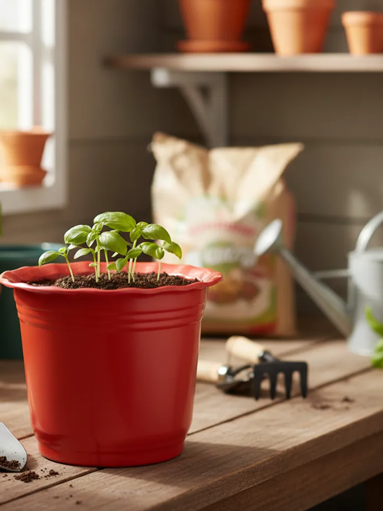 Macetero Plástico Rojo 4