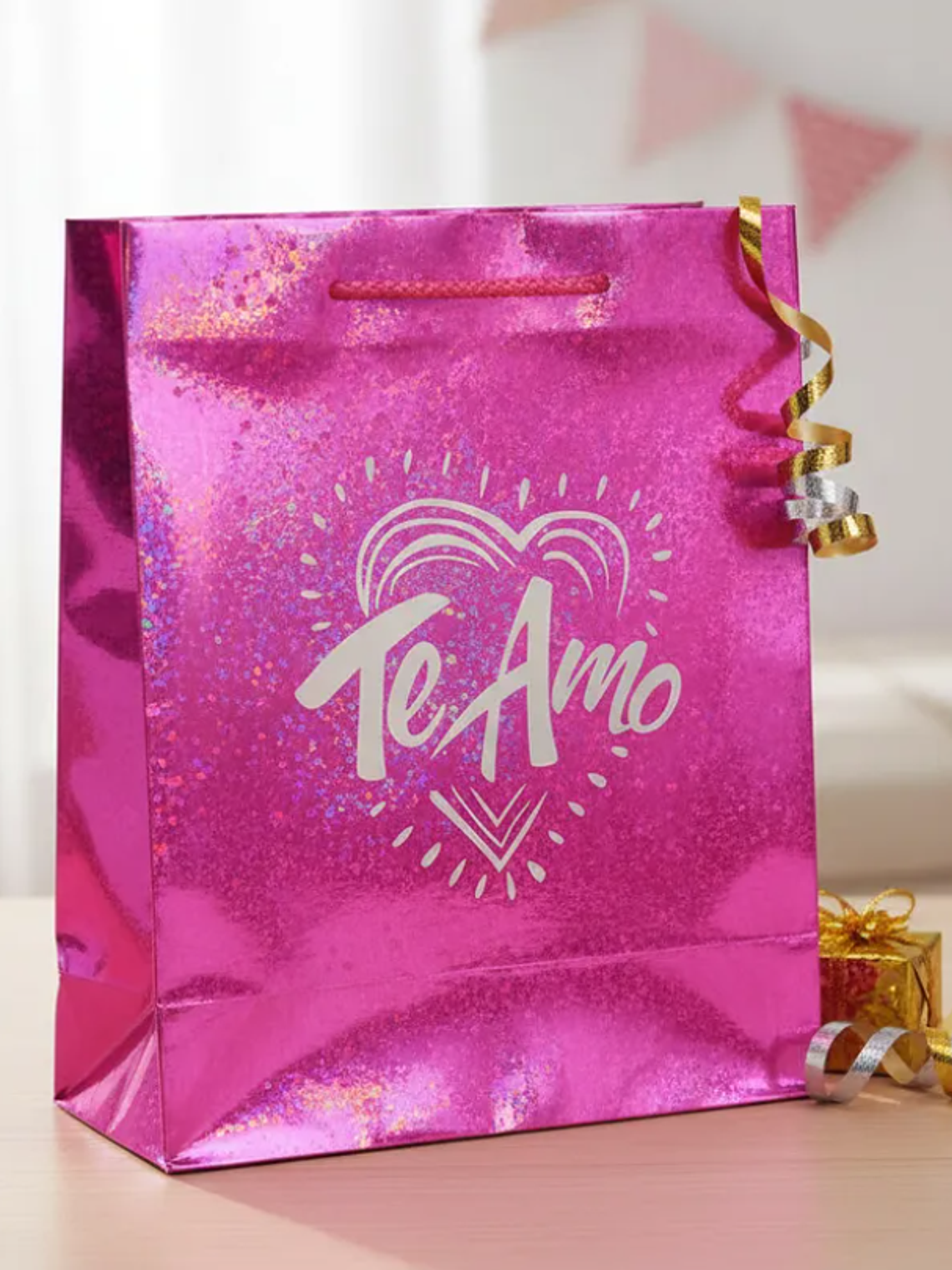  Bolsa de regalo grande Te Amo holográfica 4