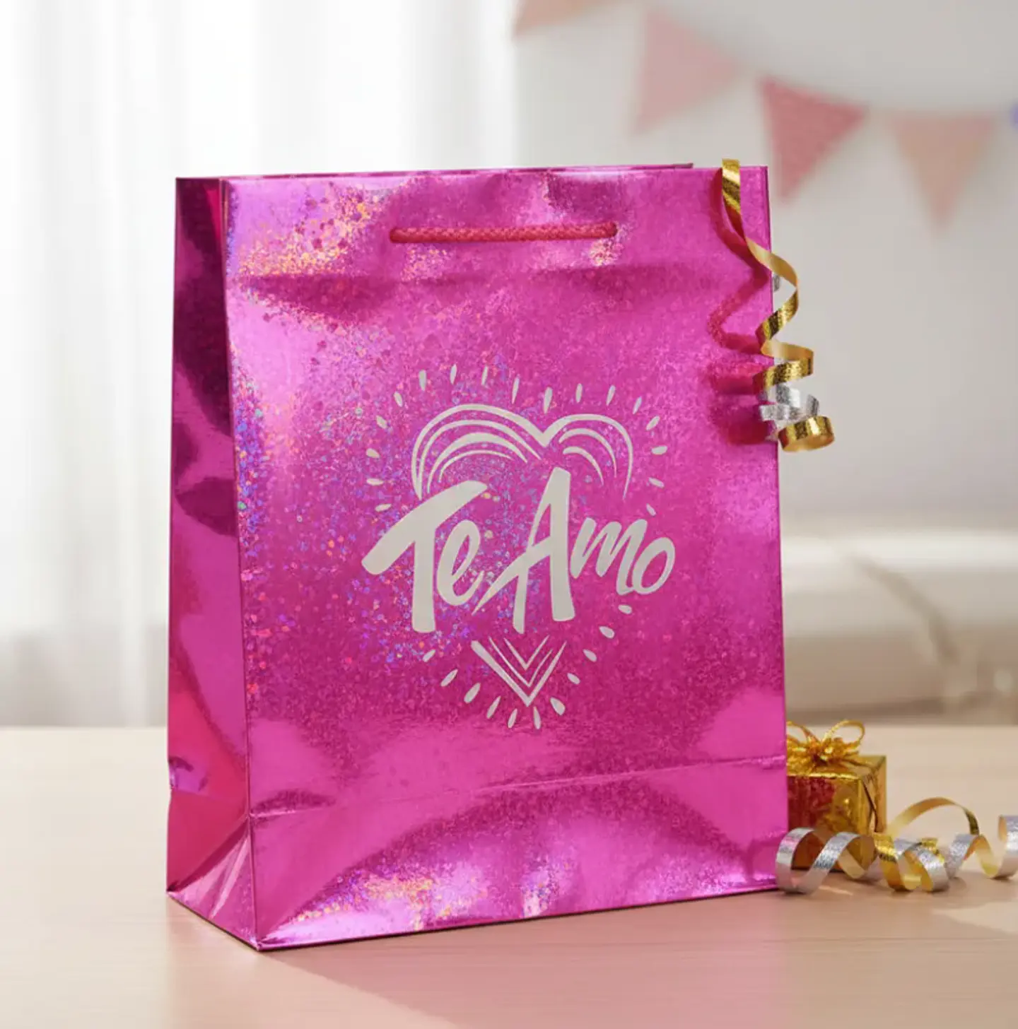  Bolsa de regalo grande Te Amo holográfica 4