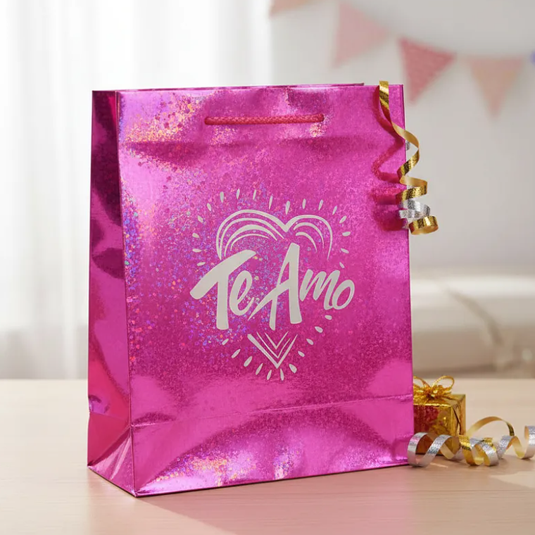  Bolsa de regalo grande Te Amo holográfica 4