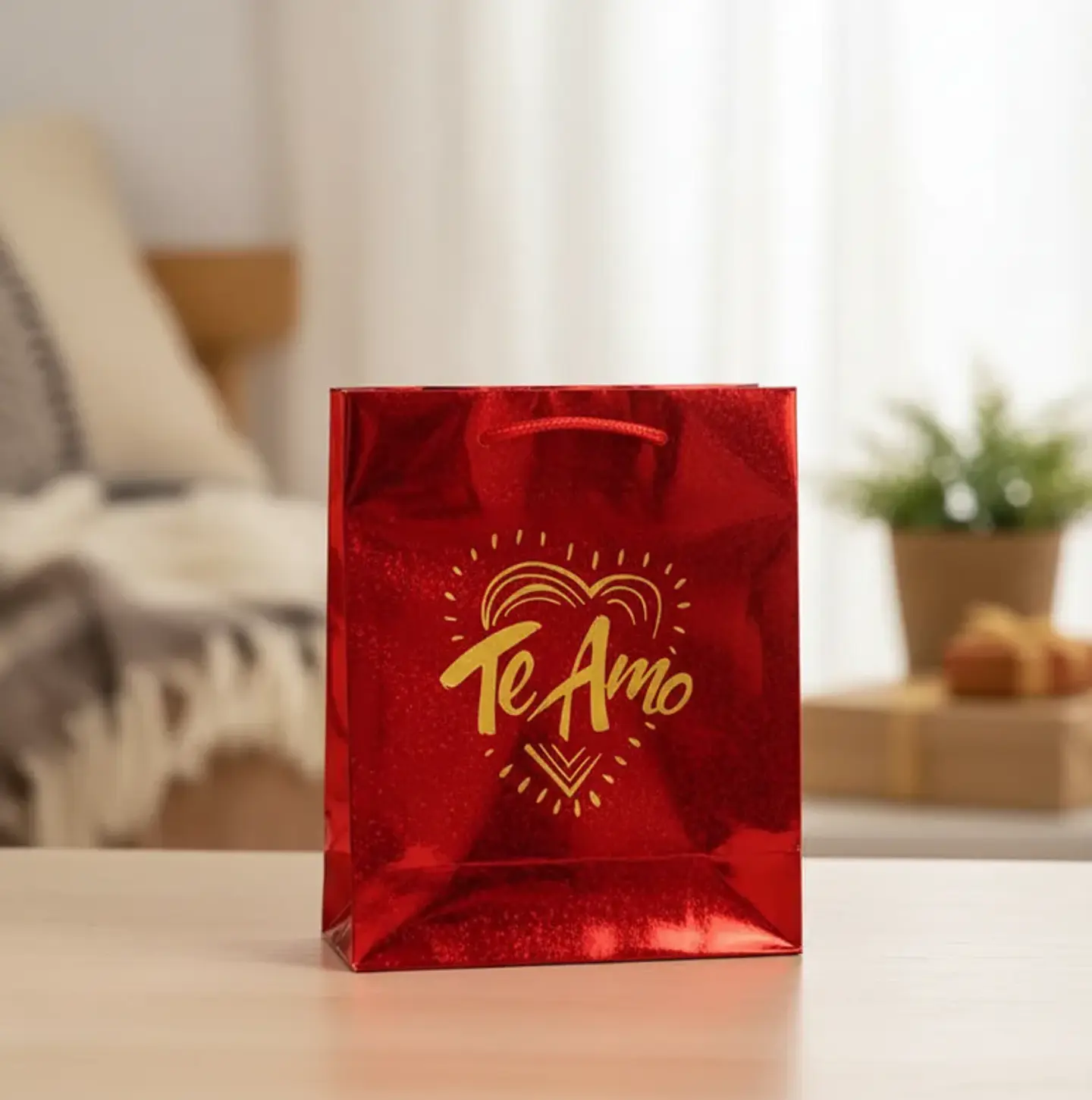 Bolsa de regalo mediana Te Amo metalizada 3
