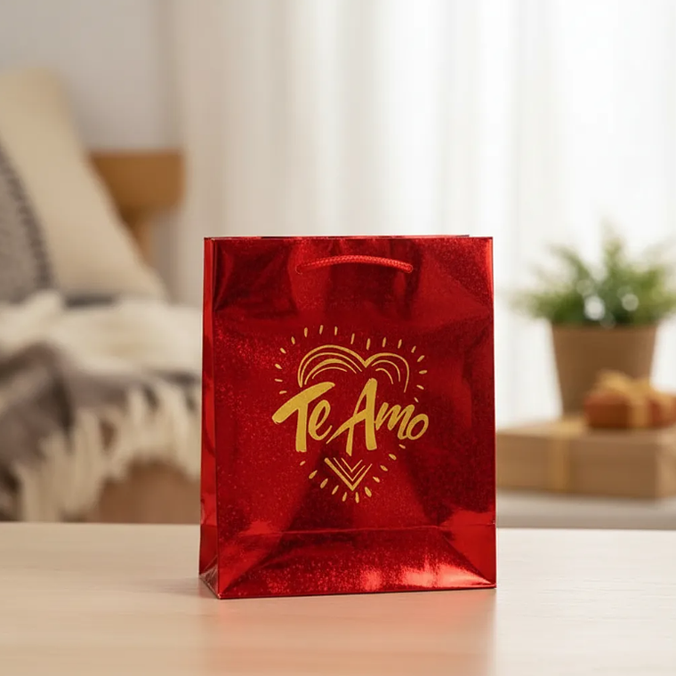 Bolsa de regalo mediana Te Amo metalizada 3