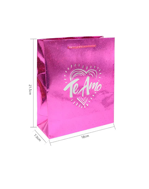 Bolsa de regalo mediana Te Amo metalizada