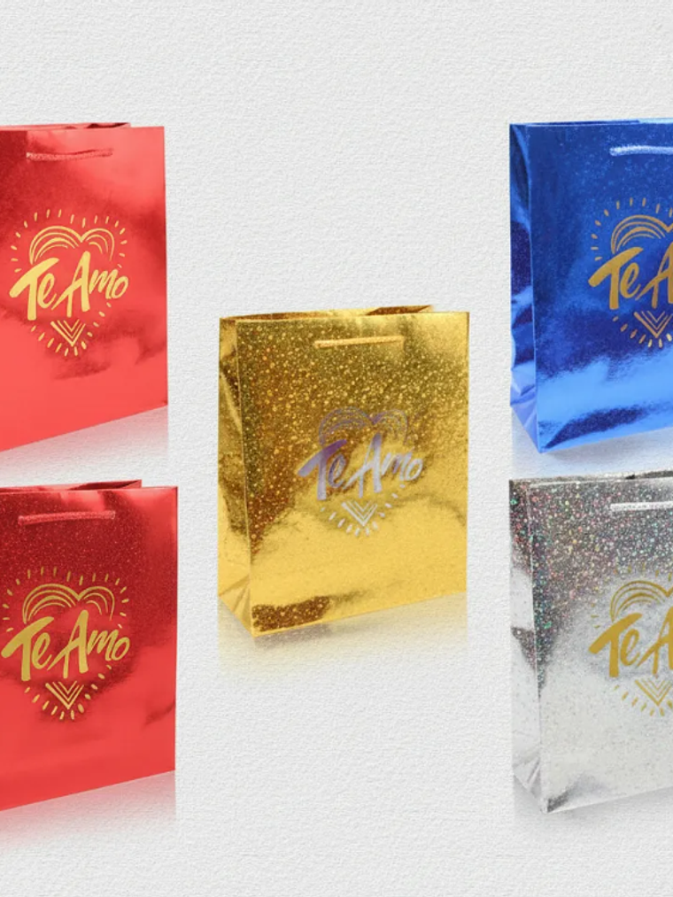 Bolsa de regalo mediana Te Amo metalizada 6