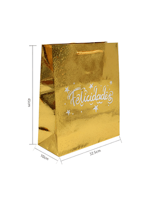 Bolsa de regalo metalizada Felicidades colores surtidos