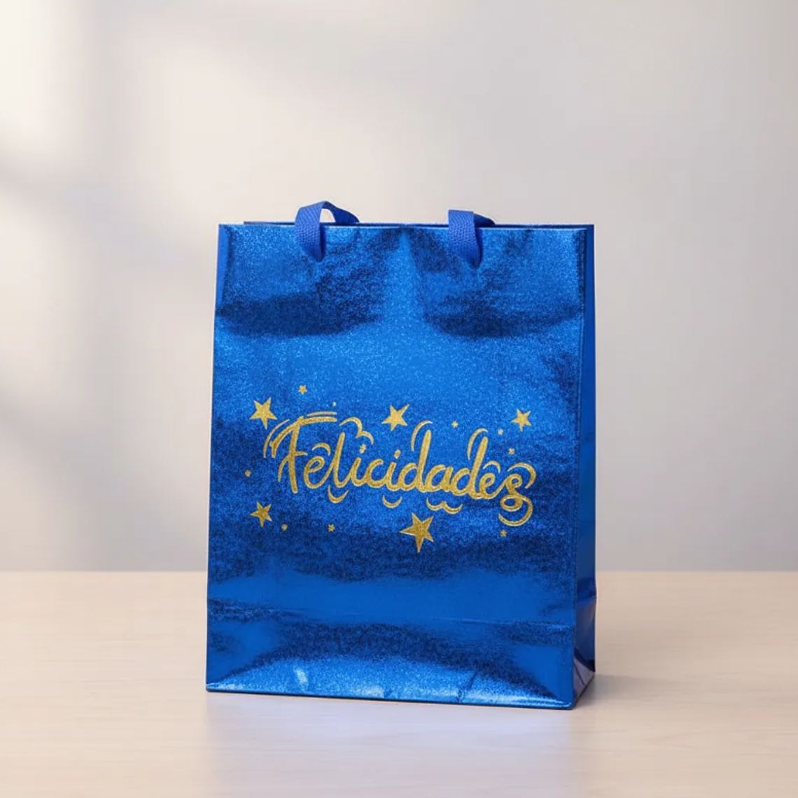 Bolsa de regalo metalizada Felicidades colores surtidos 3