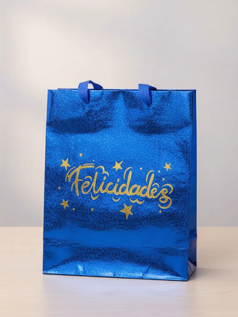 Bolsa de regalo metalizada Felicidades colores surtidos 3
