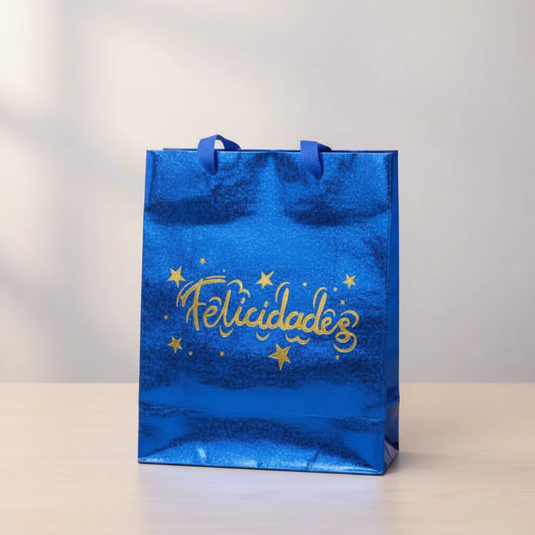 Bolsa de regalo metalizada Felicidades colores surtidos 3