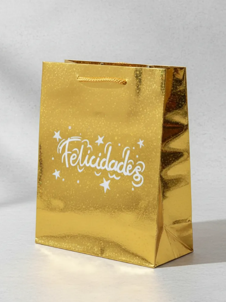 Bolsa de regalo metalizada Felicidades colores surtidos 4