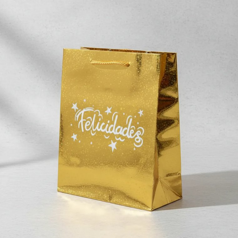 Bolsa de regalo metalizada Felicidades colores surtidos 4