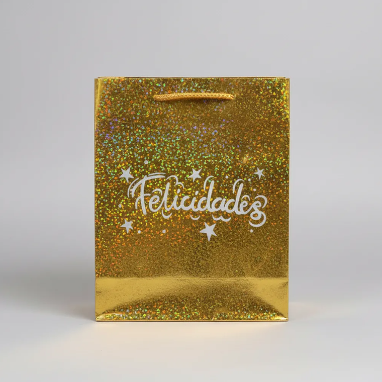Bolsa de regalo metalizada Felicidades colores surtidos 6