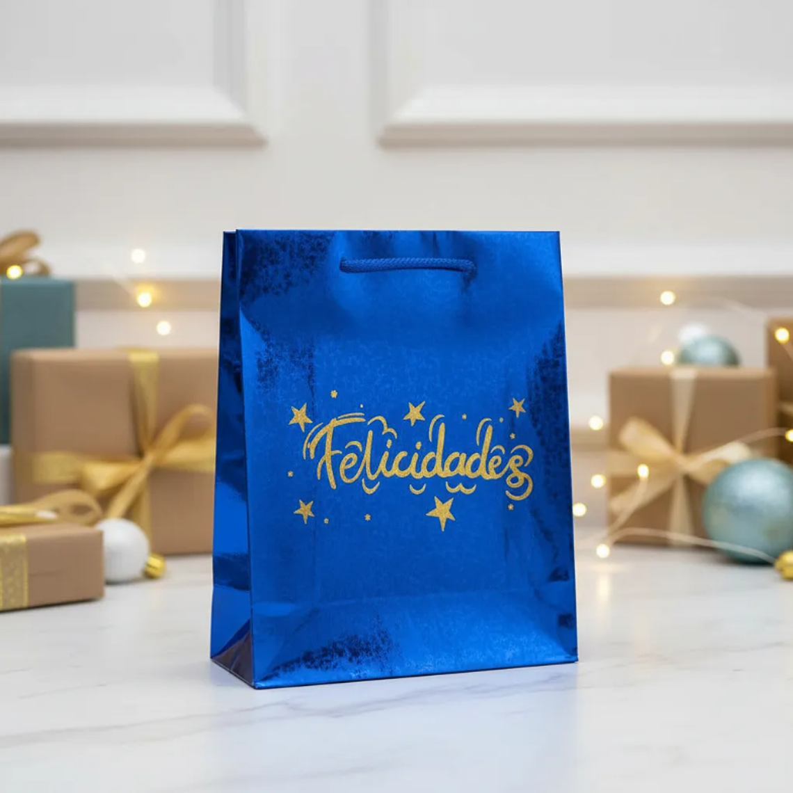 Bolsa de regalo metalizada Felicidades colores surtidos 7