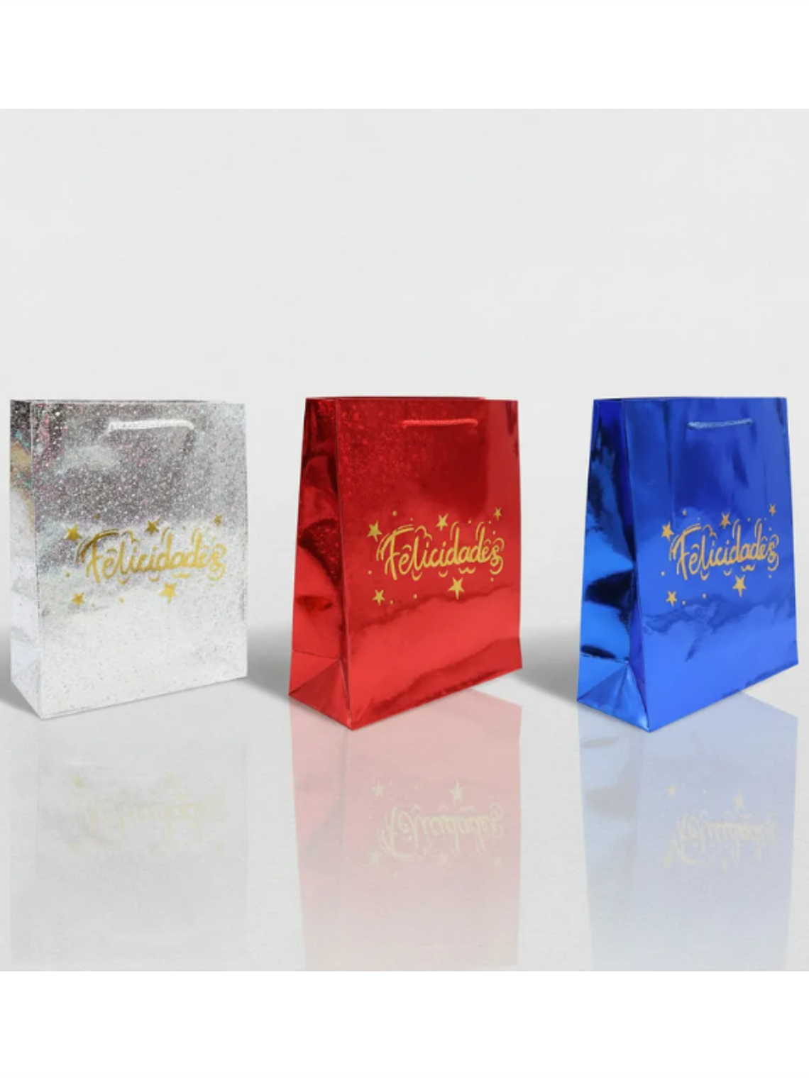 Bolsa de regalo metalizada Felicidades colores surtidos 1