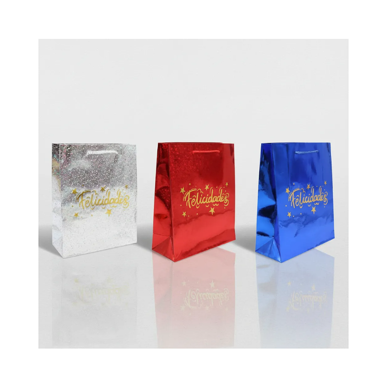 Bolsa de regalo metalizada Felicidades colores surtidos 1
